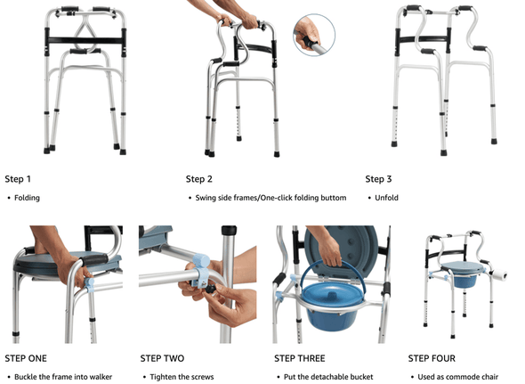 Adults Portable Bedside Toilet Commode Potty Chair - Aroflit