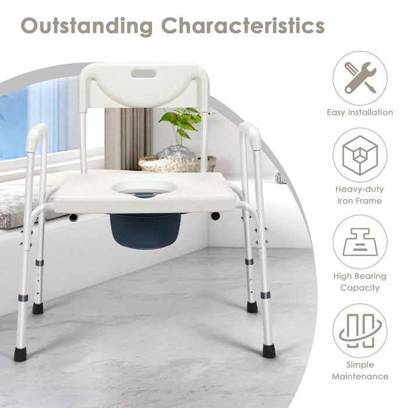 Adults Portable Bedside Toilet Commode Potty Chair - Aroflit
