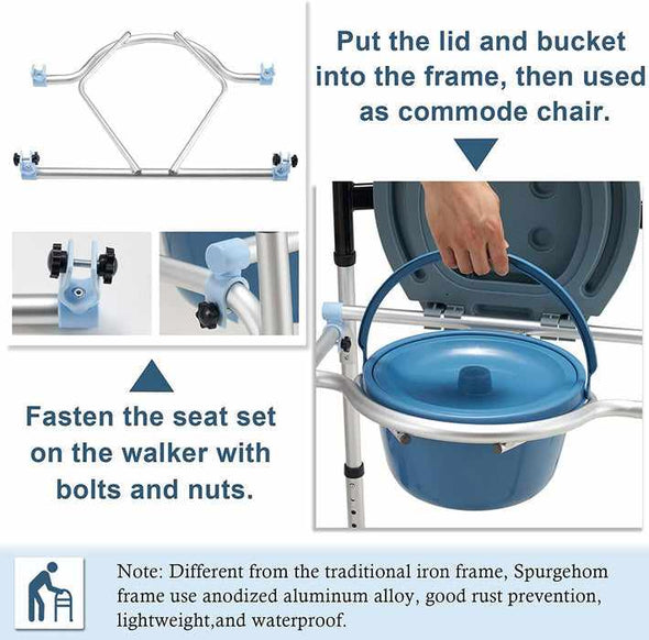 Adults Portable Bedside Toilet Commode Potty Chair - Aroflit