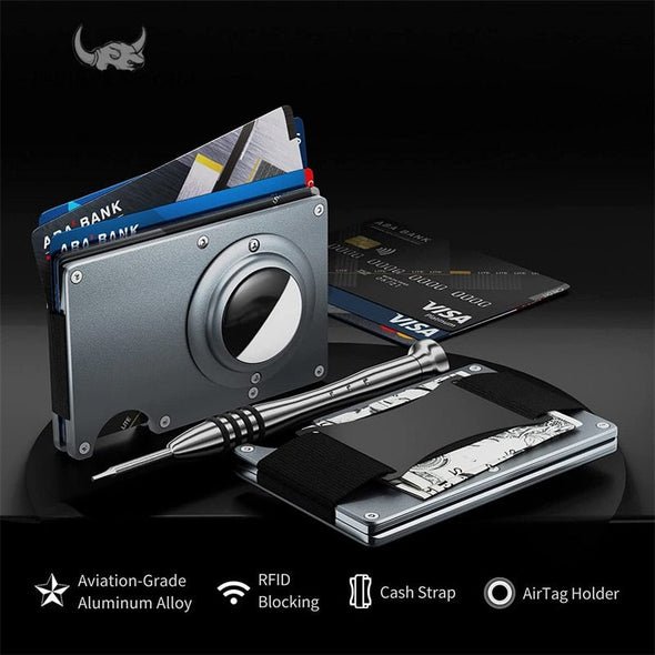 Airtag Apple Card Holder Rfid Case Metal Wallet - Aroflit