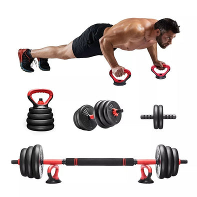 All - in - One Adjustable Dumbbell Set with Barbell & Kettlebell, 40 lbs - Aroflit