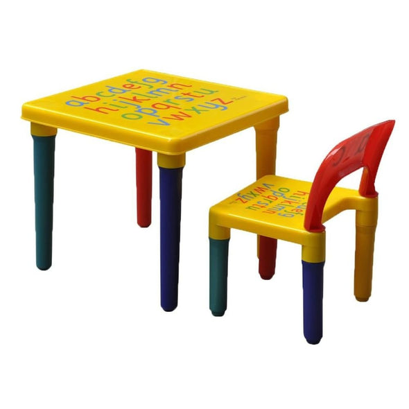 Alphabet Kids Plastic Table and One Chair Set - Aroflit