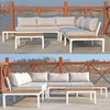 Aluminum Outdoor Patio Furniture Set – L - Shaped Sectional Sofa & Table - Aroflit