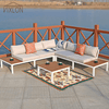 Aluminum Outdoor Patio Furniture Set – L - Shaped Sectional Sofa & Table - Aroflit