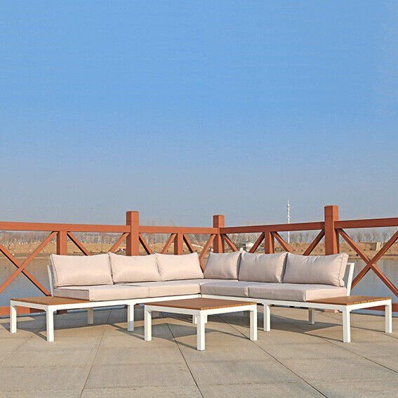 Aluminum Outdoor Patio Furniture Set – L - Shaped Sectional Sofa & Table - Aroflit