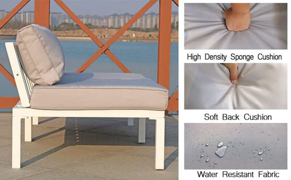 Aluminum Outdoor Patio Furniture Set – L - Shaped Sectional Sofa & Table - Aroflit