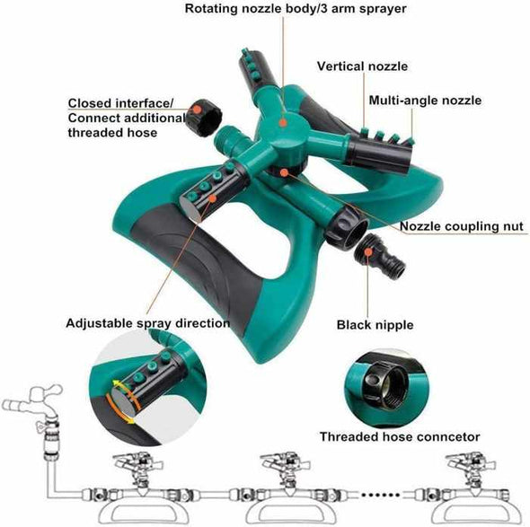 Automatic 360 Rotating Garden Sprinkler - Aroflit