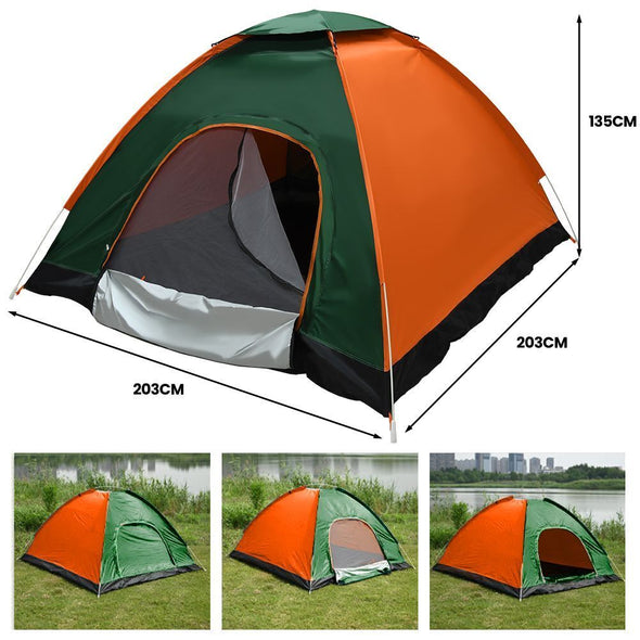 Automatic Instant Pop Up Tent 3 - 4 Man Double Door Camping Tent - Aroflit
