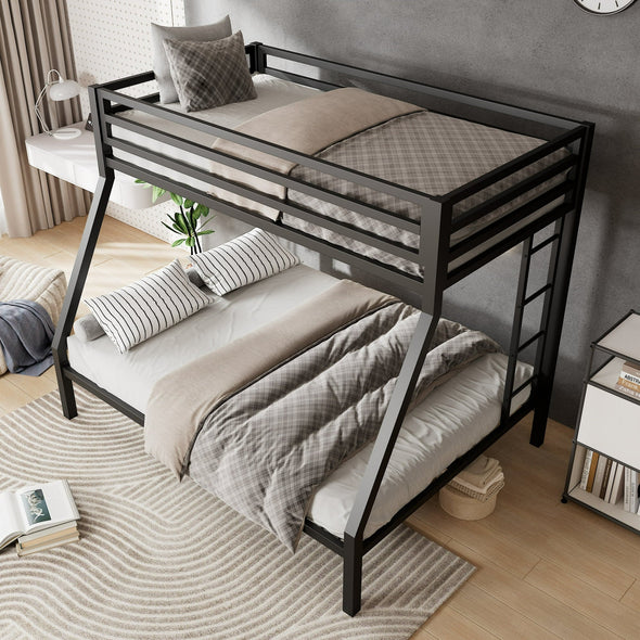 Twin Over Full Metal Bunk Bed with Removable Ladder – Space-Saving Design