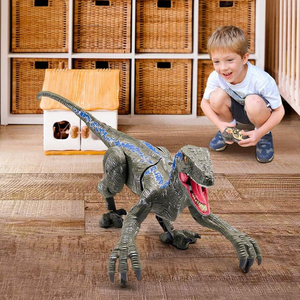 Remote Control Dinosaur Toy, Walking, Roaring Velociraptor for Kids