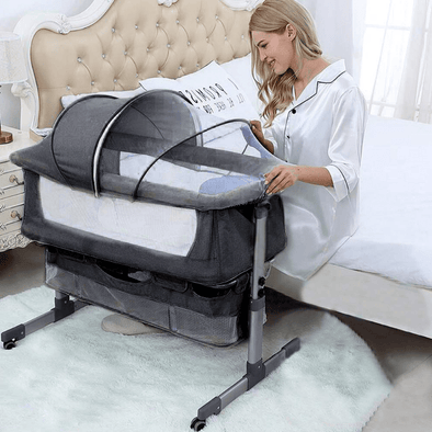 Baby Bedside Bassinet Sleeper Crib with Adjustable Height & Mosquito Net - Aroflit