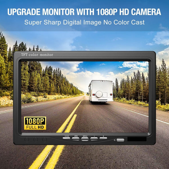 Backup Reverse Camera for Truck & Trailer, HD Night Vision, 7” Display - Aroflit
