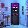Bar Corner Cabinet with LED Lights, Wine Racks, Adjustable Storage - Aroflit