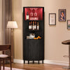 Bar Corner Cabinet with LED Lights, Wine Racks, Adjustable Storage - Aroflit