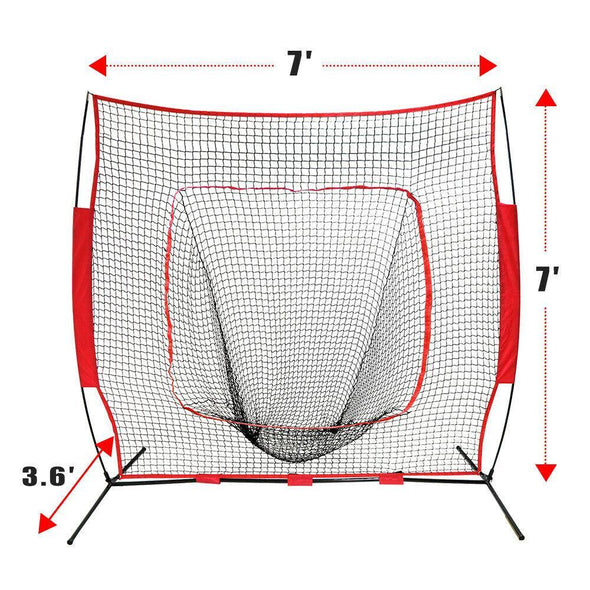 Baseball and Softball 7' x 7' Practice Net, Quick Setup Hitting - Aroflit