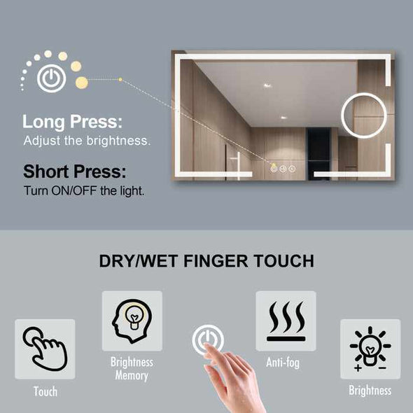 Bathroom Backlit Magnifying Vanity Mirror With LED Lights - Aroflit