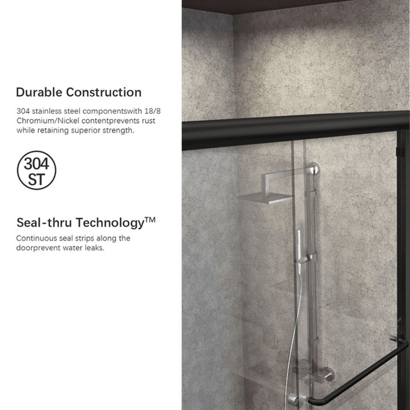 Bathroom Semi Frameless Sliding Shower Glass Door - Aroflit