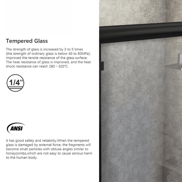 Bathroom Semi Frameless Sliding Shower Glass Door - Aroflit