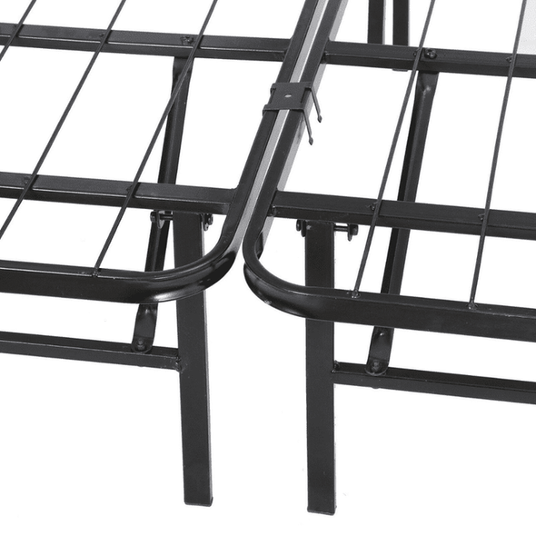 Black Heavy Duty Metal Queen Platform Slat Bed Frame - Aroflit