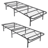Black Heavy Duty Metal Queen Platform Slat Bed Frame - Aroflit