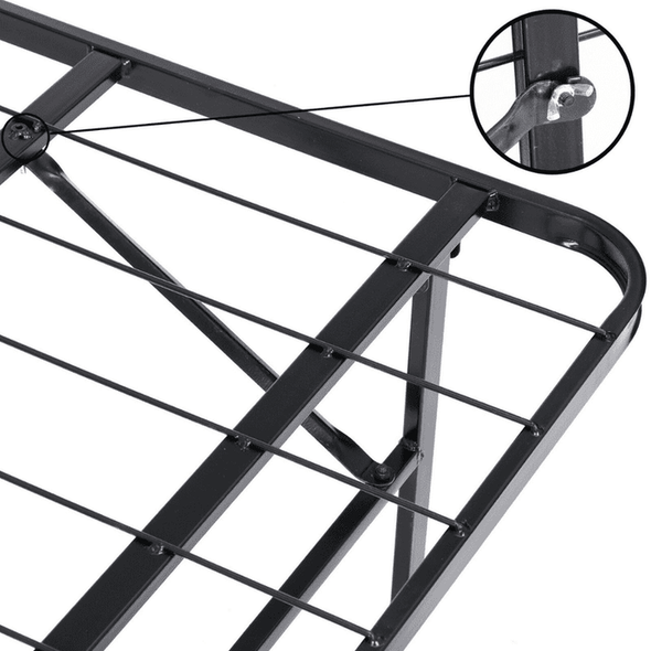 Black Heavy Duty Metal Queen Platform Slat Bed Frame - Aroflit