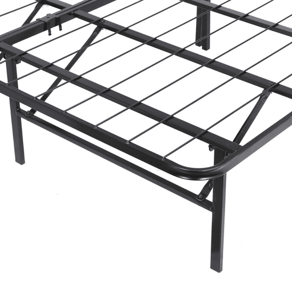 Black Heavy Duty Metal Queen Platform Slat Bed Frame - Aroflit