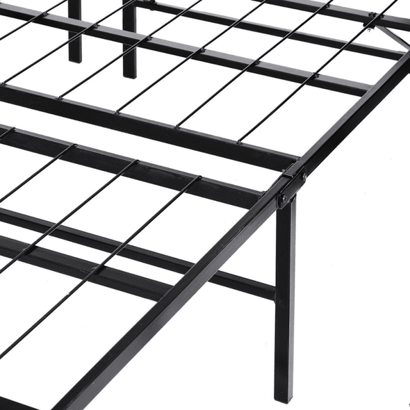 Black Heavy Duty Metal Queen Platform Slat Bed Frame - Aroflit