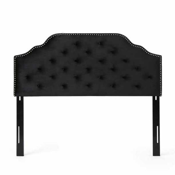 Black King Upholstered Padded Fabric Covered Headboard - Aroflit