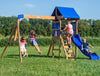 Cedar Wood Kids Playground Set with Swings, Slide, Fort & Chalk Wall - Aroflit