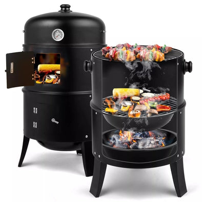 Charcoal Smoker BBQ Grill, Heavy - Duty, Portable, Dual - Layer Design - Aroflit