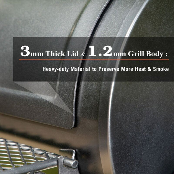 Charcoal Smoker Grill Outdoor BBQ with Offset Smoker – Heavy Duty - Aroflit