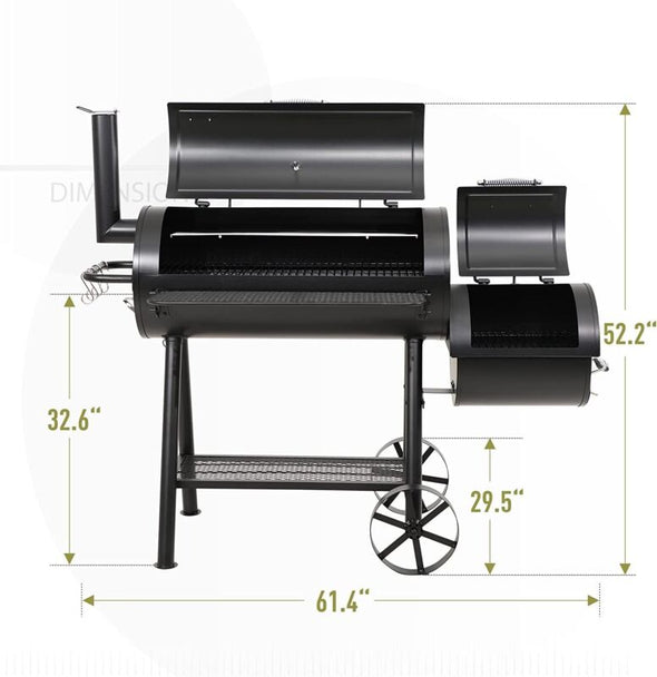 Charcoal Smoker Grill Outdoor BBQ with Offset Smoker – Heavy Duty - Aroflit