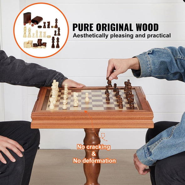 Chess Table with 3 Games, Chess, Checkers & Backgammon, Stylish - Aroflit