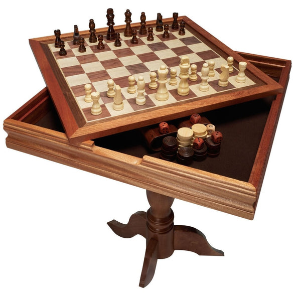 Chess Table with 3 Games, Chess, Checkers & Backgammon, Stylish - Aroflit