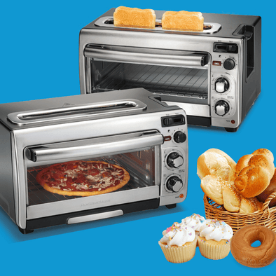 Compact 2 - in - 1 Toaster Oven for Bread, Bagels & Pizzas, Easy Access - Aroflit