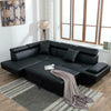 Contemporary Black Sectional Sofa Bed with Armrest and Back Support - Aroflit