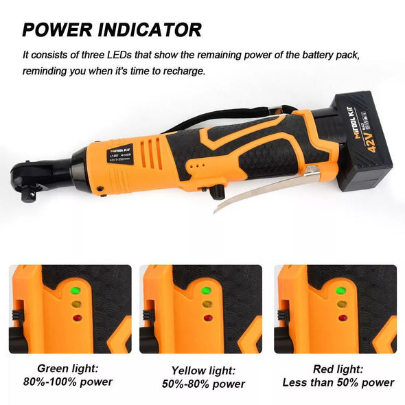 Cordless 3/8" Ratchet Wrench, 42V High - Torque Tool with Dual Batteries - Aroflit