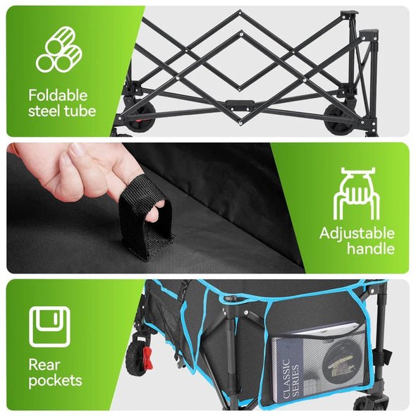 Heavy Duty Foldable Wagon Cart, Portable, Durable, Compact Design