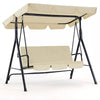 Deluxe 3 - Person Porch Swing with Stand, Adjustable Canopy & Cushions - Aroflit