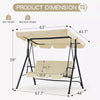 Deluxe 3 - Person Porch Swing with Stand, Adjustable Canopy & Cushions - Aroflit
