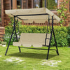 Deluxe 3 - Person Porch Swing with Stand, Adjustable Canopy & Cushions - Aroflit