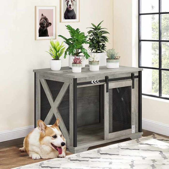 Dog Kennel Crate End Table Furniture - Aroflit