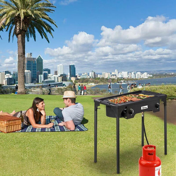 Double 2 Burner Gas Propane Cooker Outdoor Stove, High Pressure - Aroflit