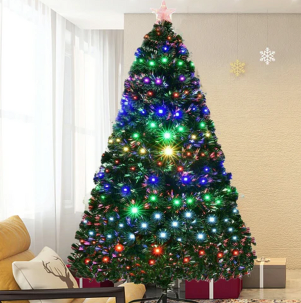 Large Pre-Lit Artificial Christmas Tree with LED Lights