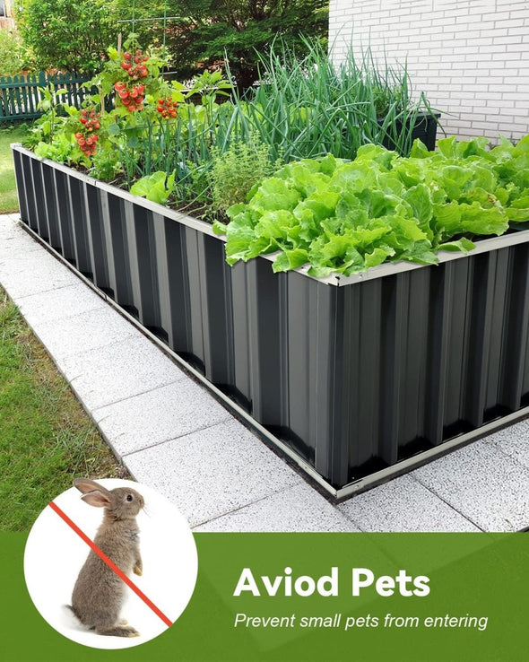 Durable Outdoor Raised Garden Bed for Flowers & Vegetables, 16.2 Cu Ft - Aroflit