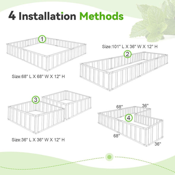 Durable Outdoor Raised Garden Bed for Flowers & Vegetables, 16.2 Cu Ft - Aroflit