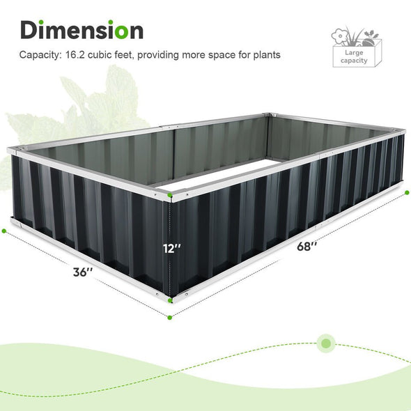 Durable Outdoor Raised Garden Bed for Flowers & Vegetables, 16.2 Cu Ft - Aroflit