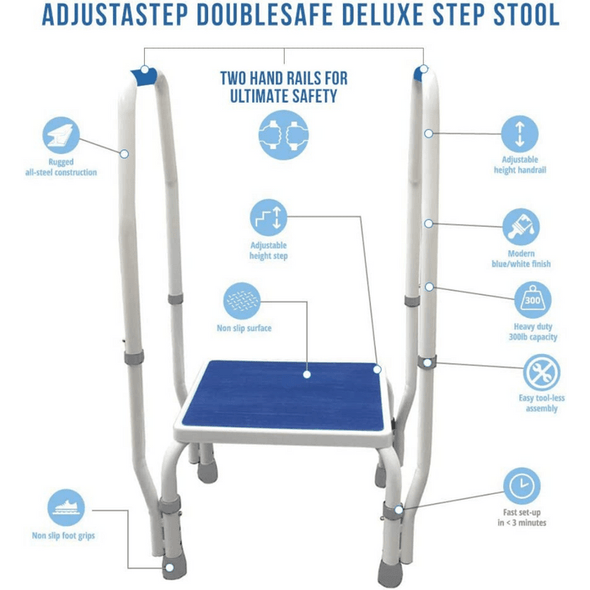 Elderly Adults High Bedside Step Stool With Handles - Aroflit
