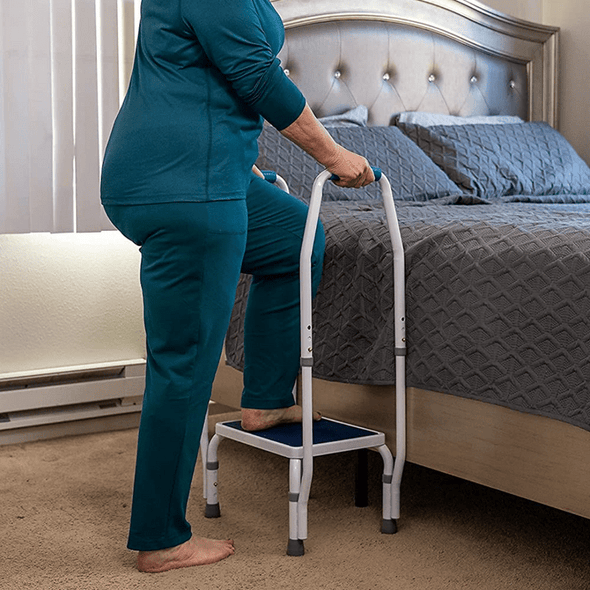 Elderly Adults High Bedside Step Stool With Handles - Aroflit