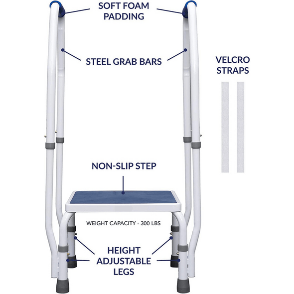 Elderly Adults High Bedside Step Stool With Handles - Aroflit